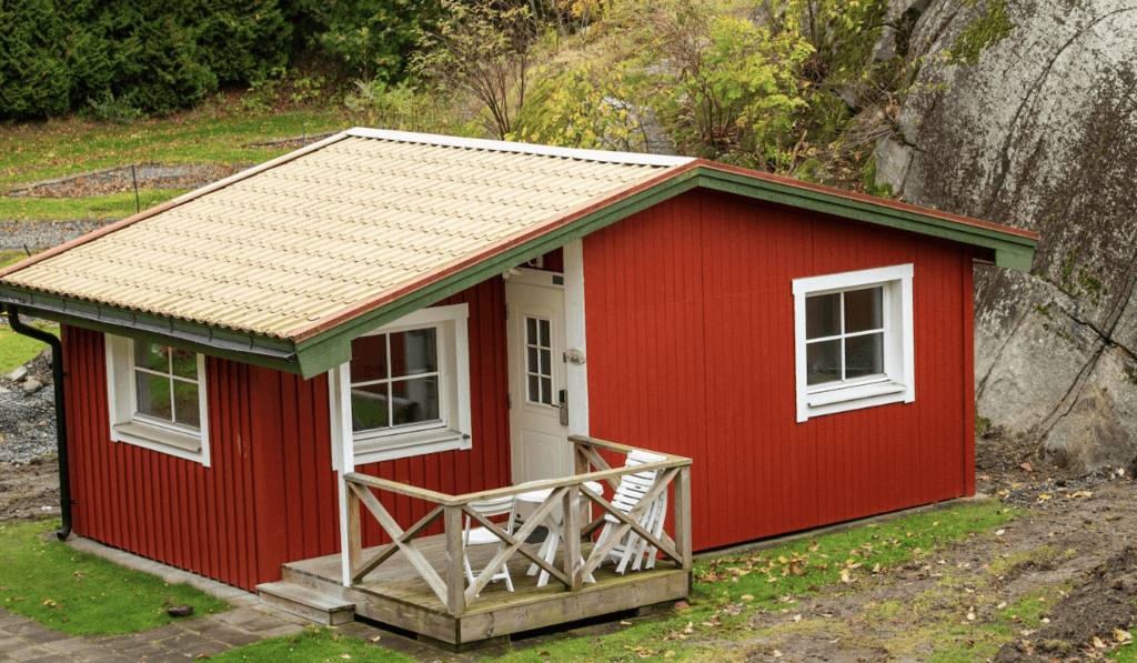 Gartenhaus mit Terrasse aus Holz