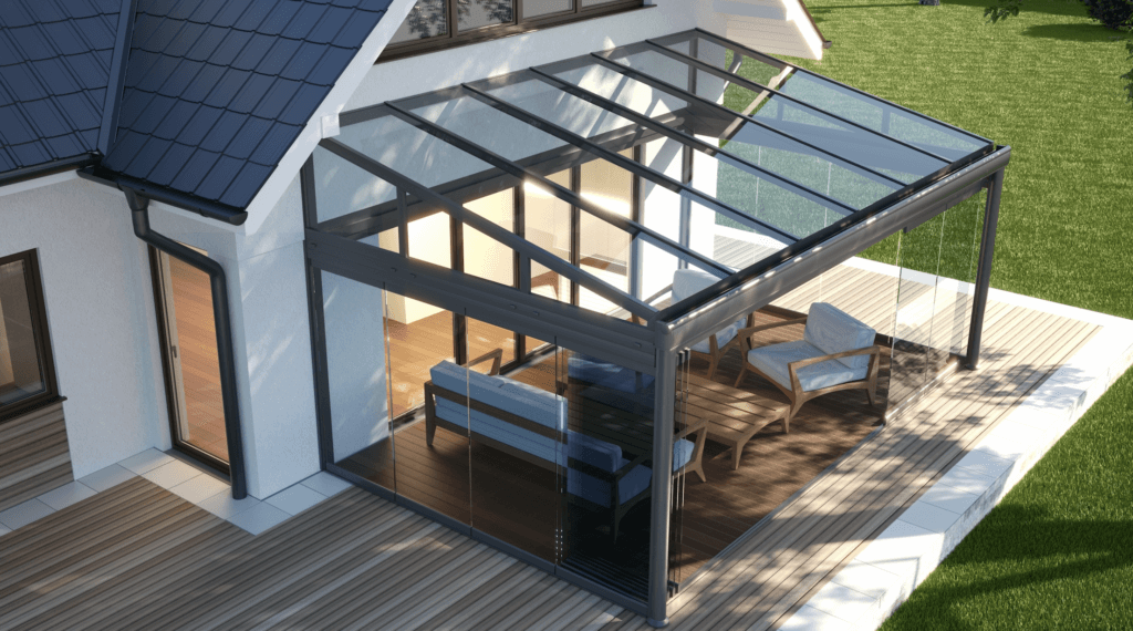 Sommergarten als Anbau an ein Einfamilienhaus